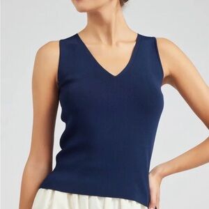 Current Air Navy Blue Lightweight V-Neck Sleeveless Sweater Tank Top S